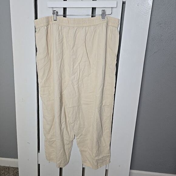 Lucky Brand Beige Khaki Relaxed Linen Blend Pull On Pants XL Coastal Resort - Picture 2 of 9